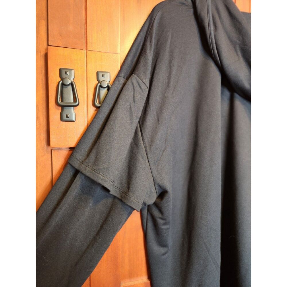 Muk Luks Hooded Pullover Black w/Faux Undershirt Effect Women's Size 2XL NWT! - Picture 4 of 7